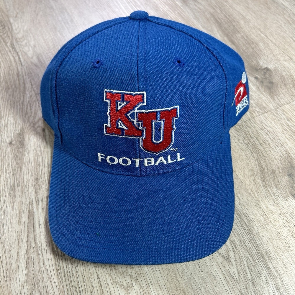 VTG Sports Specialties Kansas Jayhawks Football Snapback Hat Blue‎ Wool Cap